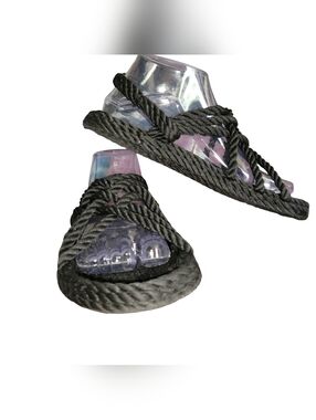 Foxy Feet Black Rope Nomadic JC Sandals Beachy Size 8